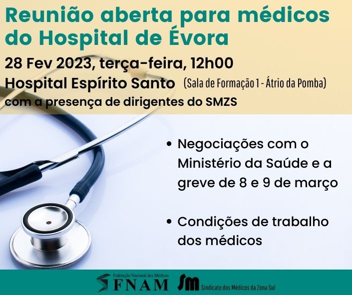 Cartaz da reunião de médicos no Hospital de Évora
